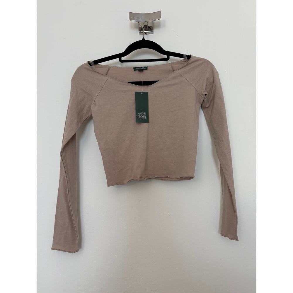 Wild Fable Taupe Long Sleeve Crop Top Size XS NWT
